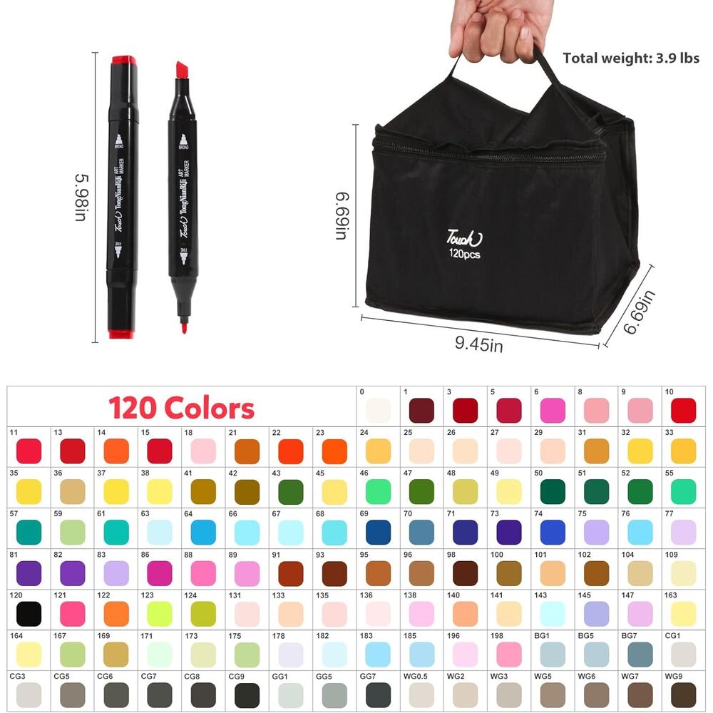120 Colors Dual Tips Alcohol Markers, Art Markers Pens with Pen Holder - Picture 2 of 5